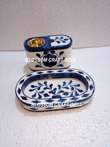 Ensemble de brûleurs Bakhoor en résine fabriqués à la main avec plateau et boîte en incrustation d'os et de nacre Idéal pour l'Aïd Religieux et le Bureau - Product Image 4