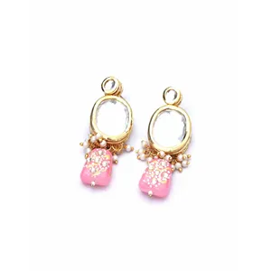 Ensemble de bijoux de luxe - Collier serti de pierres roses Meenakari Kundan en acier inoxydable plaqué or 24 carats pour cadeau - Product Image 4