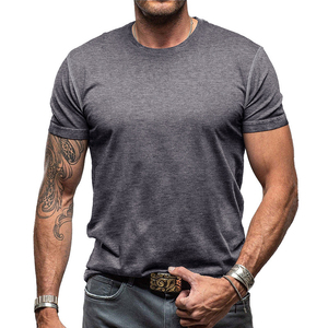 T-shirts pour hommes à col rond et manches courtes 100% coton, écologiques, respirants, avec logo personnalisé et design bicolore - Product Image 3