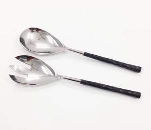 Stainless Steel Metal Flatware Set With <b>Wooden</b> Handle Hot Selling <b>Salad</b> <b>Server</b> New Design Metal <b>Salad</b> <b>Server</b> for Kitchenware - Product Image 2
