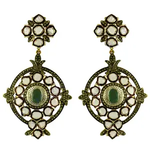 Pendientes de Gota con Esmeralda y Baño de Oro, Elegantes, para Mujer, Accesorio de Joyería - Product Image 3