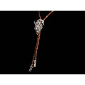 Bolo buffle et sabots en argent sterling avec cordon en cuir noir/chocolat foncé - Product Image 3