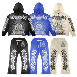 Haute qualité 100% sérigraphie hommes 2 pièces Logo pantalons de survêtement et survêtement à capuche personnalisés pour une utilisation hivernale - Product Image 2
