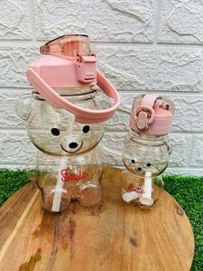 Botella de Agua Infantil con Pajita, Diseño de Oso Transparente y Adorable, Botella Portátil a Prueba de Fugas para la Escuela y Actividades al Aire Libre - Product Image 2