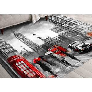 Tapis Scène Urbaine de Londres : Tapis d'Entrée Antidérapant, Tapis Imprimé, Tapis Doux à Poils Longs - Product Image 1