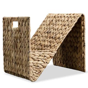 Cesta de Almacenamiento Semicircular de Jacinto de Agua Natural, Cesta de Mimbre para Revistas, Libros, Periódicos y Decoración del Hogar - Product Image 1