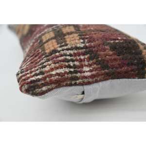 Luxury <b>18x18</b> Beige Wool Kilim Plaid Pillow 8x16 Inch Floral and Vintage Print Decorative Accent Pillow Woven with Silk Bedding - Product Image 5