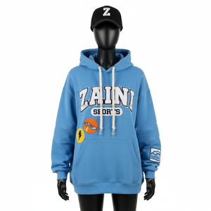 Premium 340 GSM coton Polyester polaire sweat à capuche pour femme bleu ciel coupe surdimensionnée brodé Logo personnalisé conception femmes basiques à capuche - Product Image 1