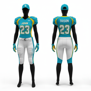 ชุดอเมริกันฟุตบอลหญิง ผ้าโพลีเอสเตอร์ผสมสแปนเด็กซ์ พรีเมียม 280 GSM สีแดง-เทา ดีไซน์แบบแผง  ปักชื่อแบบ Tackle Twill ตามสั่ง - Product Image 5