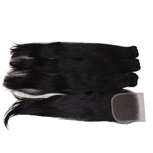 Perruque à fermeture en dentelle HD 5x5 de haute qualité, 100% cheveux humains vietnamiens naturels, style ondulé profond, cheveux lisses, 3 paquets - Product Image 6