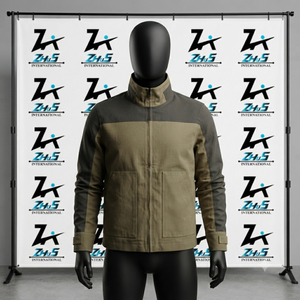 Men's Olive <b>Canvas</b> Bomber <b>Canvas</b> <b>Jacket</b> Stand Collar Zipper Closure Pocket Design Autumn Casual Wear <b>Canvas</b> Duckie <b>Jackets</b> - Product Image 1