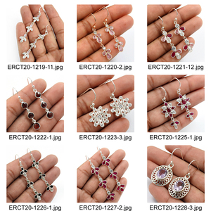 Precio al por mayor de alta calidad, Pendientes colgantes de lujo de Zirconia cúbica blanca de Plata de Ley 925 para mujer y niña, joyería hecha a mano - Product Image 4