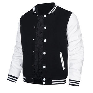 Dernier modèle de vestes universitaires veste de baseball universitaire à manches longues respirante avec col ras du cou et impression de logo personnalisé pour hommes - Product Image 5