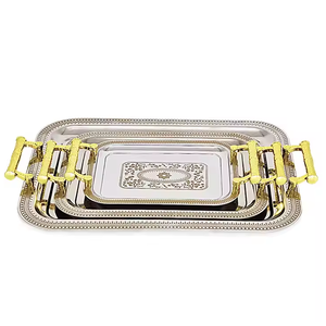 Plateau de service antique en aluminium Plateau personnalisable en métal de haute qualité Ustensiles de maison Plateau décoratif en métal de dernière conception Articles chauds - Product Image 2