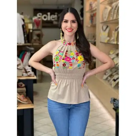 New Women Vintage Clothing Embroidered Mexican Dress Sleeveless Casual Summer Mexican Blouse Casual Dress