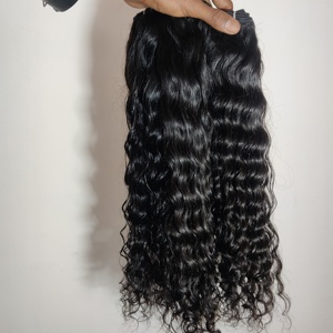 100% cuticules alignées paquets naturels vierges bruts noirs bouclés vendeurs soyeux Temple extensions de cheveux indiens humains - Product Image 4