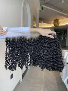 Perruque frisée 13x4 Lace Front Human Hair from Donors Machine Weft Kinky Afro Style in Spring Colors Vente en gros - Product Image 3