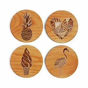 Juego de Posavasos Redondos de Madera Natural Sin Acabado con Incrustaciones de Hueso y Latón Hechas a Mano, Ecológicos, Hechos en India - Product Image 4