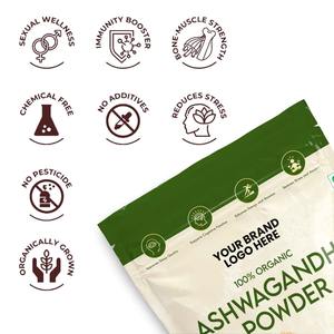 100% polvo de Ashwagandha orgánico, suplemento diario certificado GMP para aliviar el estrés, mejora energética, extracto de planta de vacío salvaje - Product Image 4