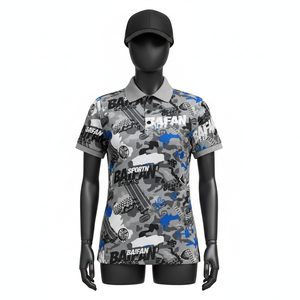 Camiseta Polo para Mujer, Poliéster Piqué Premium GSM, Absorbe la Humedad, Gris Azul, Sublimación, Logotipo Personalizado, Camisetas Polo de Algodón para Mujer - Product Image 1