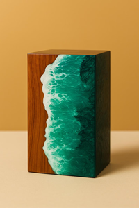 Urne en palissandre faite à la main Boîte en résine de vague océanique Art personnalisé Souvenir Boîte commémorative Urne funéraire décorative pour les cendres - Product Image 4