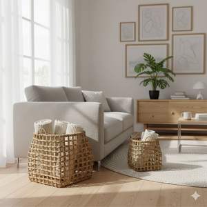 Ensemble de 2 paniers GENTONG en écorce de bananier, artisanat - Product Image 5