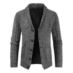 <b>Mens</b> Fall Winter Breathable Spandex/Polyester Cable Knit <b>Cardigan</b> Sweater Jacket with Button Front <b>Long</b> Sleeve Casual Outerwear - Product Image 5