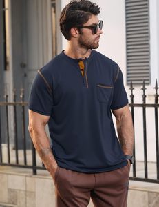 Camisetas azul marino para hombre de calidad superior Ropa de calle e informal Tela de punto Marca y logotipo personalizados Camisetas para hombre - Product Image 4