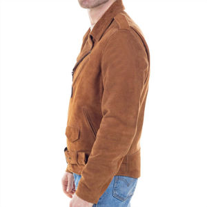 Chaqueta de Cuero de Gamuza Estilo Vaquero Bronce para Hombre, Estilo Rodeo Vintage, Hip Hop, Ropa de Abrigo para Festivales de Invierno, Cierre de Cremallera, Tinte Liso, ODM - Product Image 2