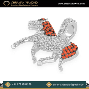 Joyería Fina con Animales, Collar con Colgante de Oro Sólido de 10K con Inicial de Caballo, Diseño Minimalista Único, con Diamante Moissanita, Precio al por Mayor - Product Image 3