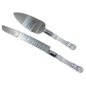 คุณภาพที่เหนือกว่าพร้อมส่งสต็อกจํานวนมากมีด้ามเรซิ่นสีขาวชุดเสิร์ฟเค้กสแตนเลสผลิตในอินเดีย - Product Image 1