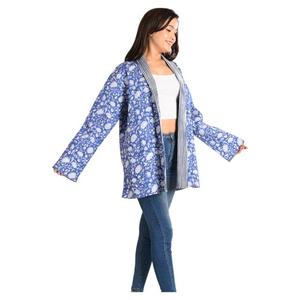Autumn Boho Style Women's Cotton Quilted Jacket Floral Print Block Handmade <b>Coat</b> Reversible Casual Wear with Short Length - Product Image 3