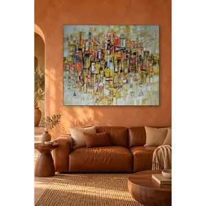 Composition urbaine abstraite Fida en tons jaunes, impression sur toile - Product Image 4