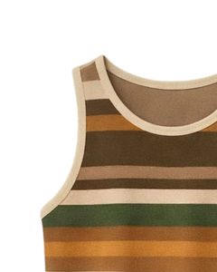 Manufacturer Mens Green Brown Beige Striped Tank <b>Top</b> <b>Sleeveless</b> Scoop Neck Casual Summer Vest Soft Breathable Gym Streetwear - Product Image 5