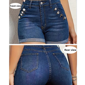 Shorts en jean de qualité supérieure, vêtements décontractés personnalisés, fermeture à cordon, fermeture à boutons pour femmes, services OEM - Product Image 2