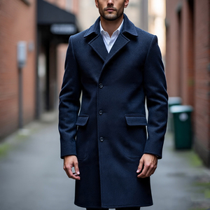 Manteau coupe-vent en laine dames respirant automne hiver chaud col rabattu pardessus mâle Double boutonnage Trench manteau mâle - Product Image 5