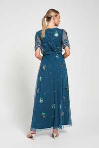 Elegant Sequined Half Sleeves Evening Dress for Women Long Formal A-Line Gown with Embroidery Beading & Pearls <b>Party</b> <b>Prom</b> Dinner - Product Image 4