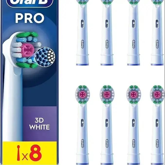 Oral-B Pro 3d Witte Elektrische Tandenborstelkop, Polijstbeker Voor Het Bleken Van Tanden En Om Oppervlaktevlekken Te Verwijderen, Verpakking Van 8, Wit