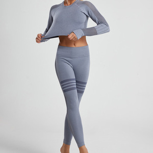 Hermoso estilo legging acanalado Yoga Wear Girl's Women's Gym Fitness Sets Ropa Entrenamiento Ropa deportiva Yoga Sets - Product Image 2