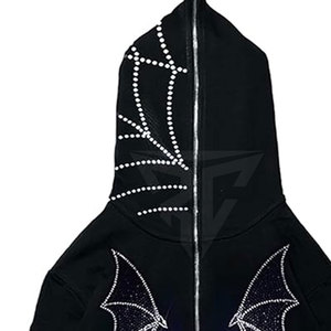 Sudaderas con capucha de diamantes de imitación para hombre de invierno de bajo precio 100% algodón con cremallera polar Color personalizado y diseño de logotipo de alta calidad - Product Image 5