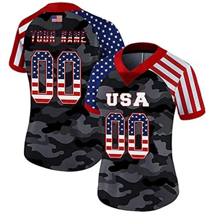शीर्ष थाई गुणवत्ता वाली राष्ट्रीय टीम अनुकूलित कपड़े अमेरिकी ध्वज सब्लिमेशन जर्सी थोक प्रशिक्षण स्पोर्ट्सवियर सॉकर वर्दी
