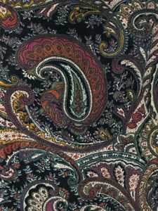 Cortina de Terciopelo de Algodón Negro Estilo Vintage, Cortinas con Estampado Paisley Tradicional, Terciopelo de Algodón de Lujo - Product Image 5