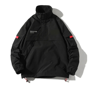 Chaqueta cortavientos de lluvia personalizada-Panel negro de último estilo con chaquetas cortavientos lisas unisex de color azul - Product Image 3