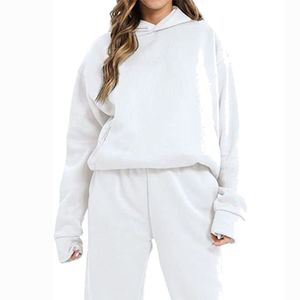 Best Selling Women's Jogging Suit in <b>White</b> Color With Hooded Collar & <b>Trousers</b> With Ribbed Cuff High Quality <b>Trousers</b> - Product Image 4