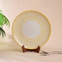 Ensemble d'assiettes à dîner en porcelaine Amoret Unique, jaune, moderne, luxueux, écologique, passe au lave-vaisselle, non toxique, élégant, logo personnalisé