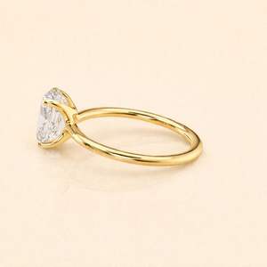 IGI Certified Oval Cut Lab Grown Diamond Engagement <b>Ring</b> 9K White / Rose & Yellow Gold Solitaire Diamond <b>Ring</b> for Women - Product Image 2