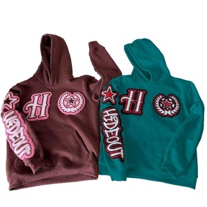 Sweat à capuche pull-over hiver en chenille épaisse de haute qualité avec logo brodé Vente en gros de logo en coton 100% - Product Image 4