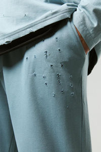 Pantalon de survêtement ample à jambe droite en toile de haute qualité, lourd, délavé, avec logo brodé personnalisé, décontracté, taille élastique, ample - Product Image 3