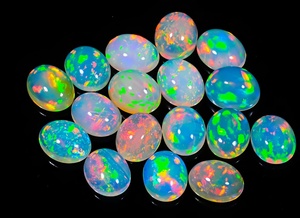 อัญมณีโอปอลทรงหลังเบี้ยโอปอลอัญมณีทรงวงรีหินโอปอลอัญมณีสีรุ้งแบบหลวมเรียบเรียบสีขายส่ง - Product Image 2