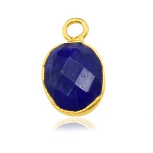 Charme en pierre précieuse saphir bleu 8x10mm, pierre ovale facettée, plaqué or, petit pendentif en grenat pour la fabrication de bijoux - Product Image 1